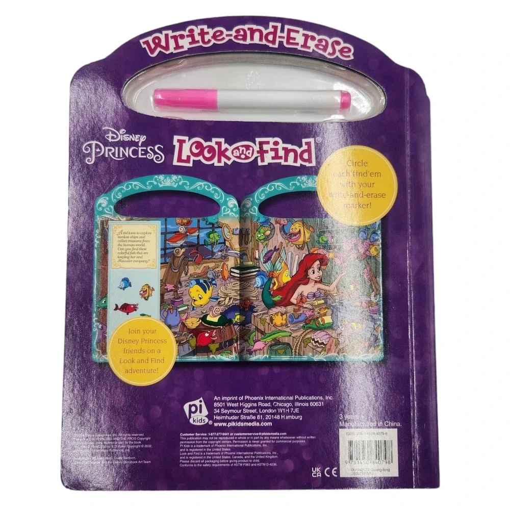 Disney Princess Write-and-Erase Look &‎ Find Wipe Clean Learning Board 20 Pages - Picture 10 of 14
